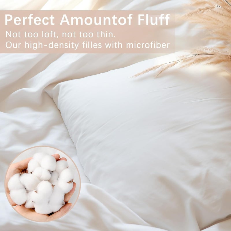 ORJ Throw Pillows Insert Set of 2, White 16x16 in Pillow Inserts with 100% Cotton Cover,Bed and Couch Decorative Stuffer Pillows,Indoor Pillows for Sofa - Image 5